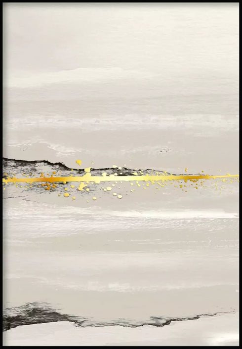 Beige Landscape Left Real Gold Poster 50x70cm